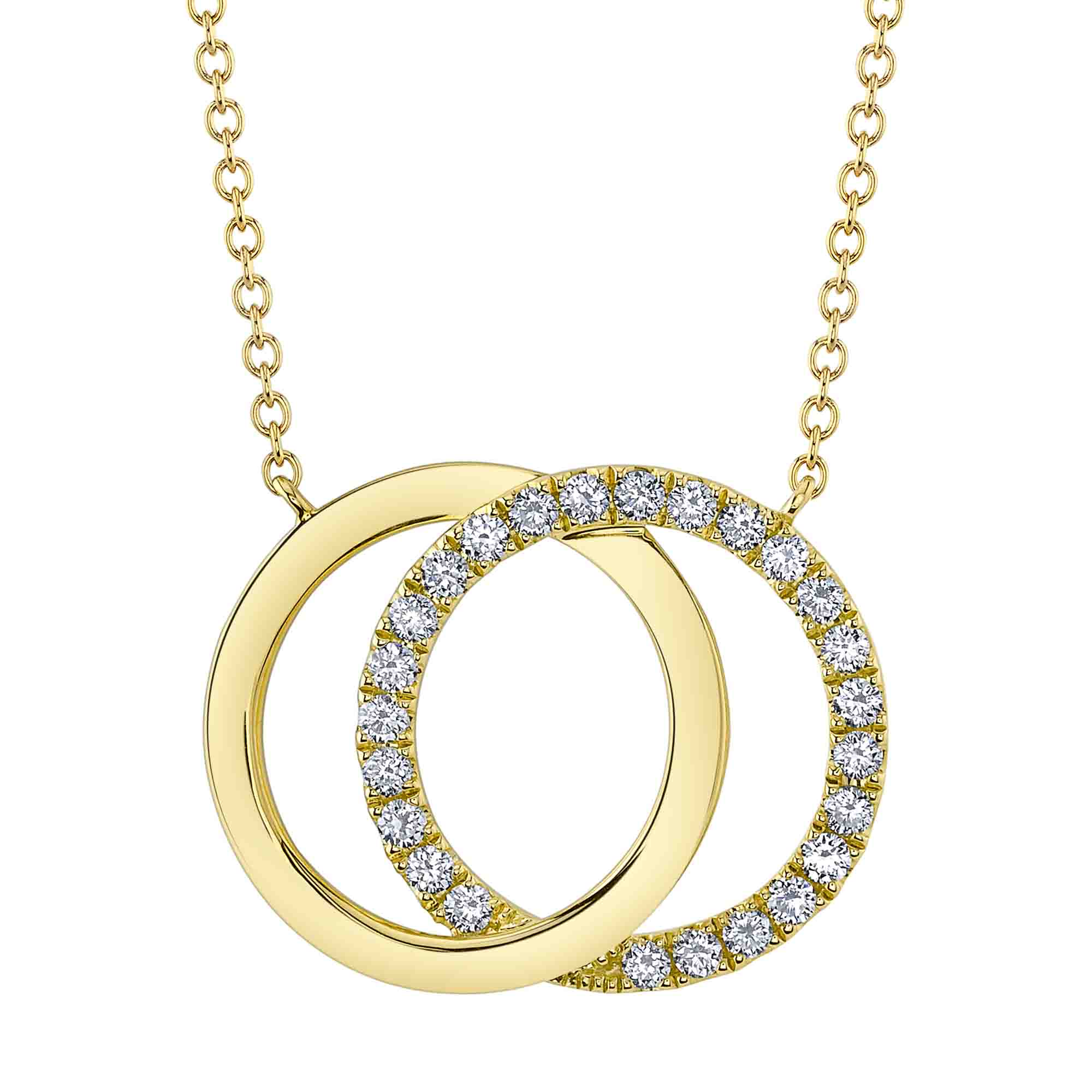 0.31CT 14K Y/G DIAMOND LOVE KNOT CIRCLE NECKLACE
