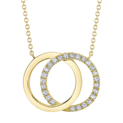 0.31CT 14K Y/G DIAMOND LOVE KNOT CIRCLE NECKLACE