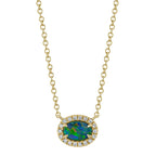 0.05CT DIAMOND & 0.33CT OPAL 14K Y/G NECKLACE