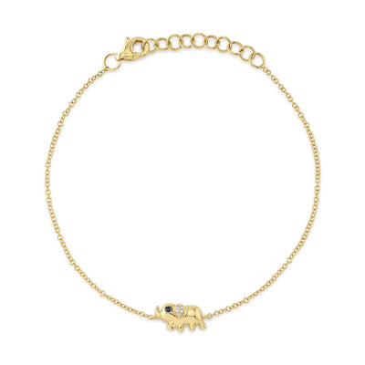 0.02CT 14K Y/G BLACK & WHITE DIAMOND ELEPHANT BRACELET