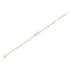 0.07CT 14K Y/G DIAMOND & CULTURED PEARL PAPER CLIP LINK BRACELET