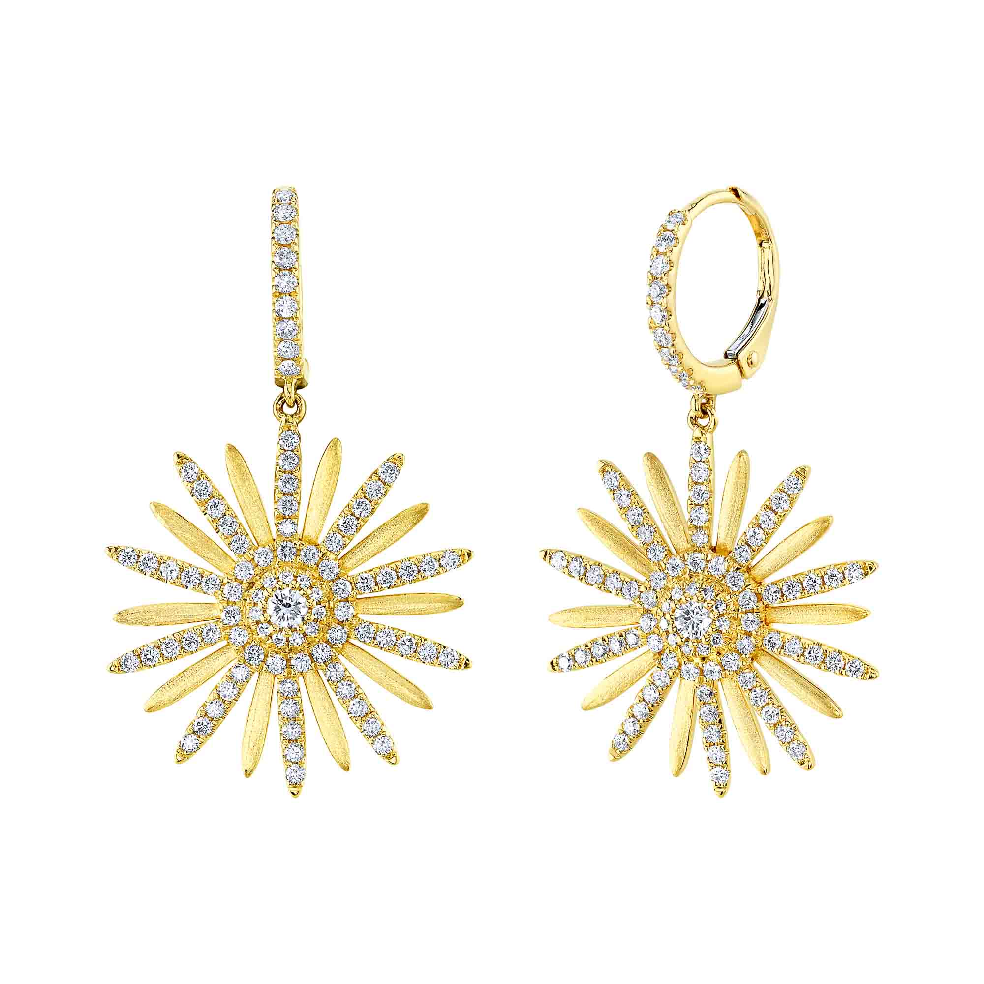 1.10CT 14K Y/G DIAMOND FLOWER MATTE EARRING