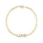 0.12CT 14K Y/G DIAMOND "LOVE" PAPER CLIP LINK BRACELET