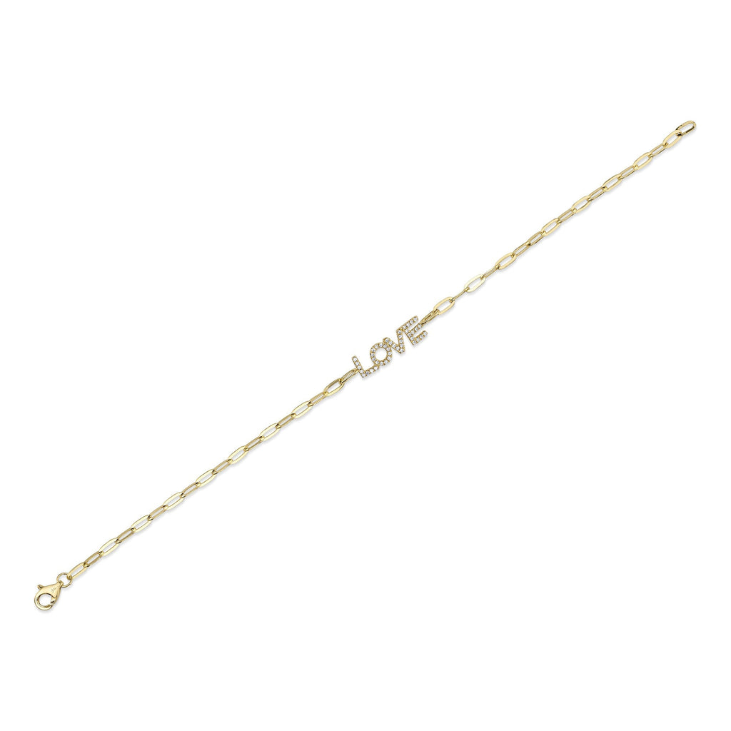 0.12CT 14K Y/G DIAMOND "LOVE" PAPER CLIP LINK BRACELET