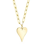 0.21CT 14K Y/G DIAMOND PAVE HEART PAPER CLIP LINK NECKLACE