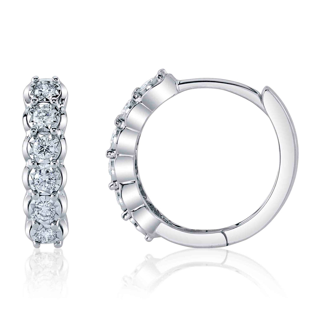 0.23CT 14K W/G DIAMOND HUGGIE EARRING