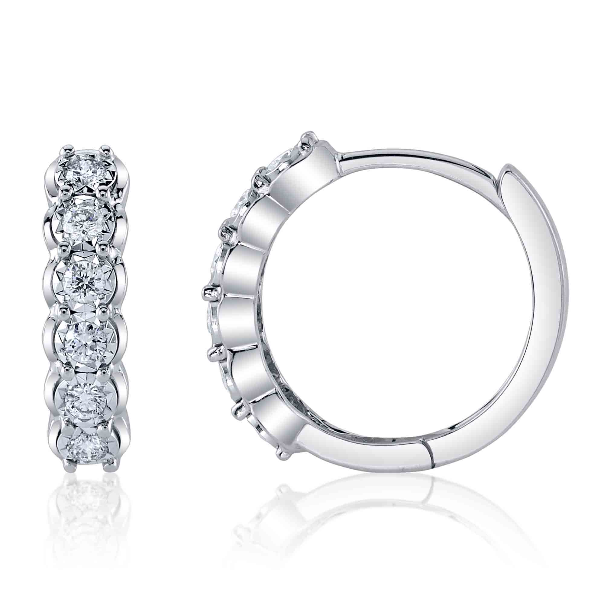 0.23CT 14K W/G DIAMOND HUGGIE EARRING