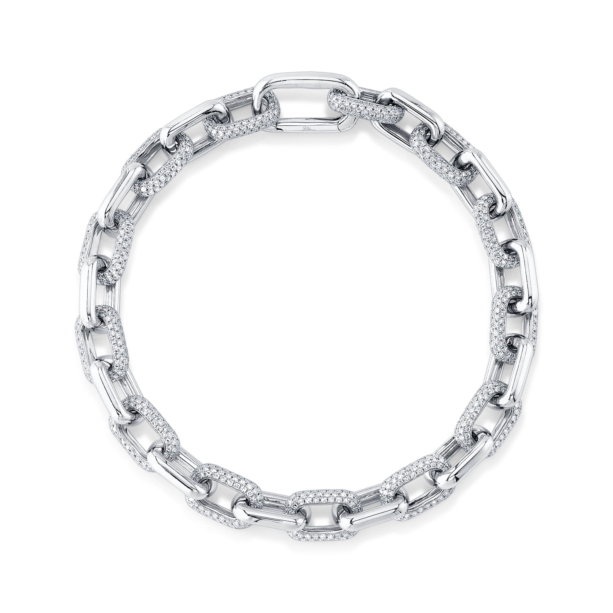 3.67CT 14K W/G DIAMOND PAVE PAPER CLIP LINK BRACELET