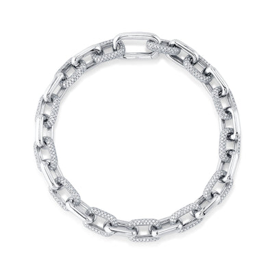 3.67CT 14K W/G DIAMOND PAVE PAPER CLIP LINK BRACELET