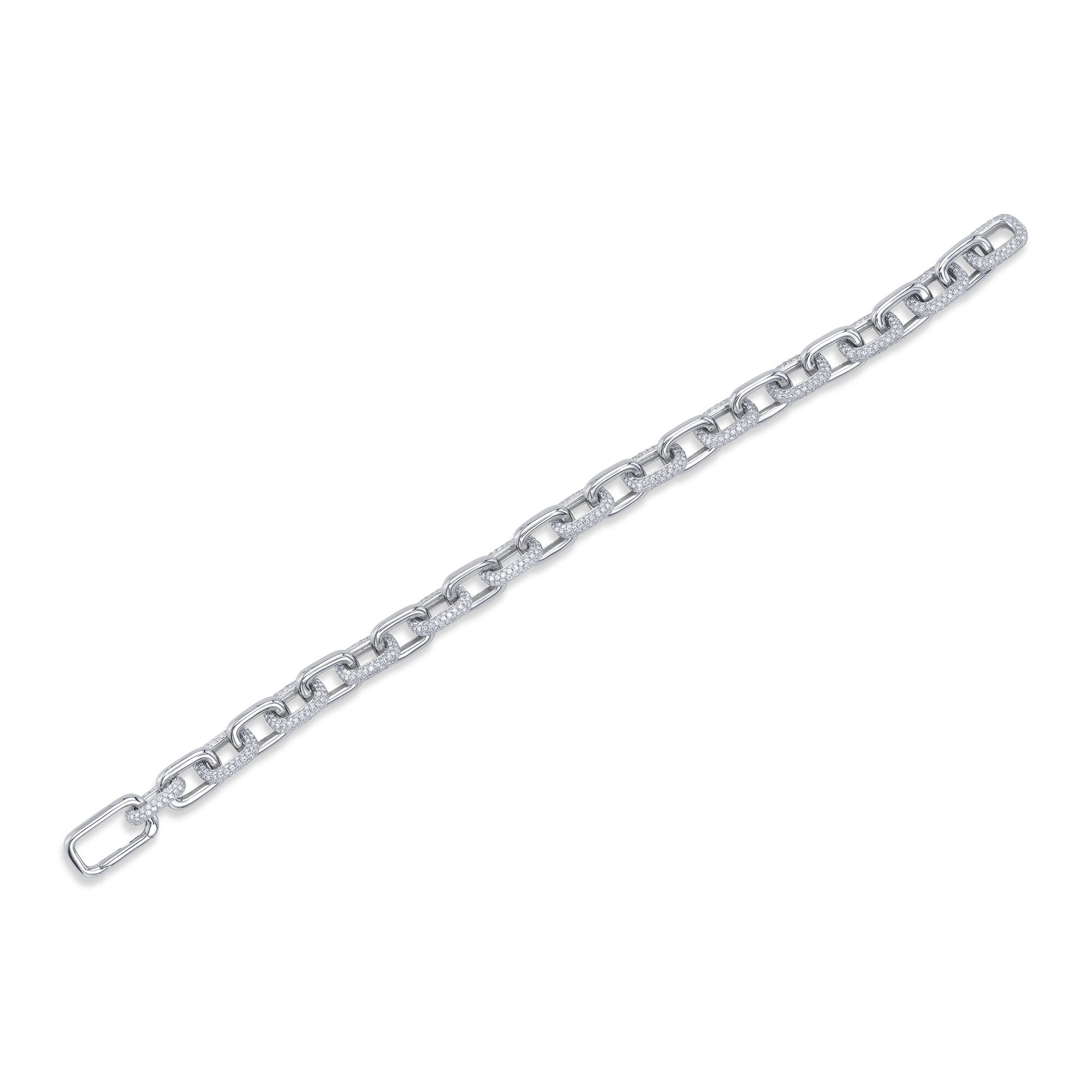3.67CT 14K W/G DIAMOND PAVE PAPER CLIP LINK BRACELET