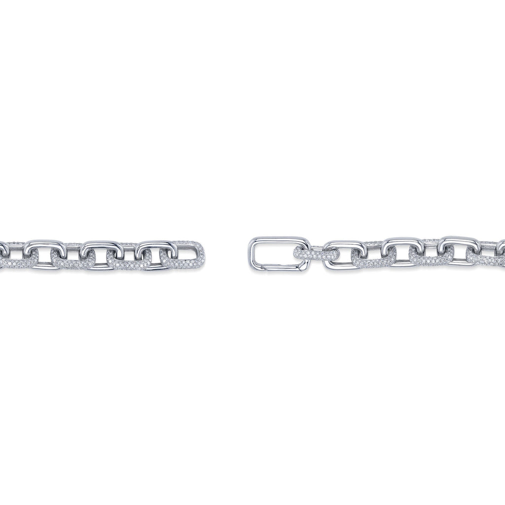 3.67CT 14K W/G DIAMOND PAVE PAPER CLIP LINK BRACELET