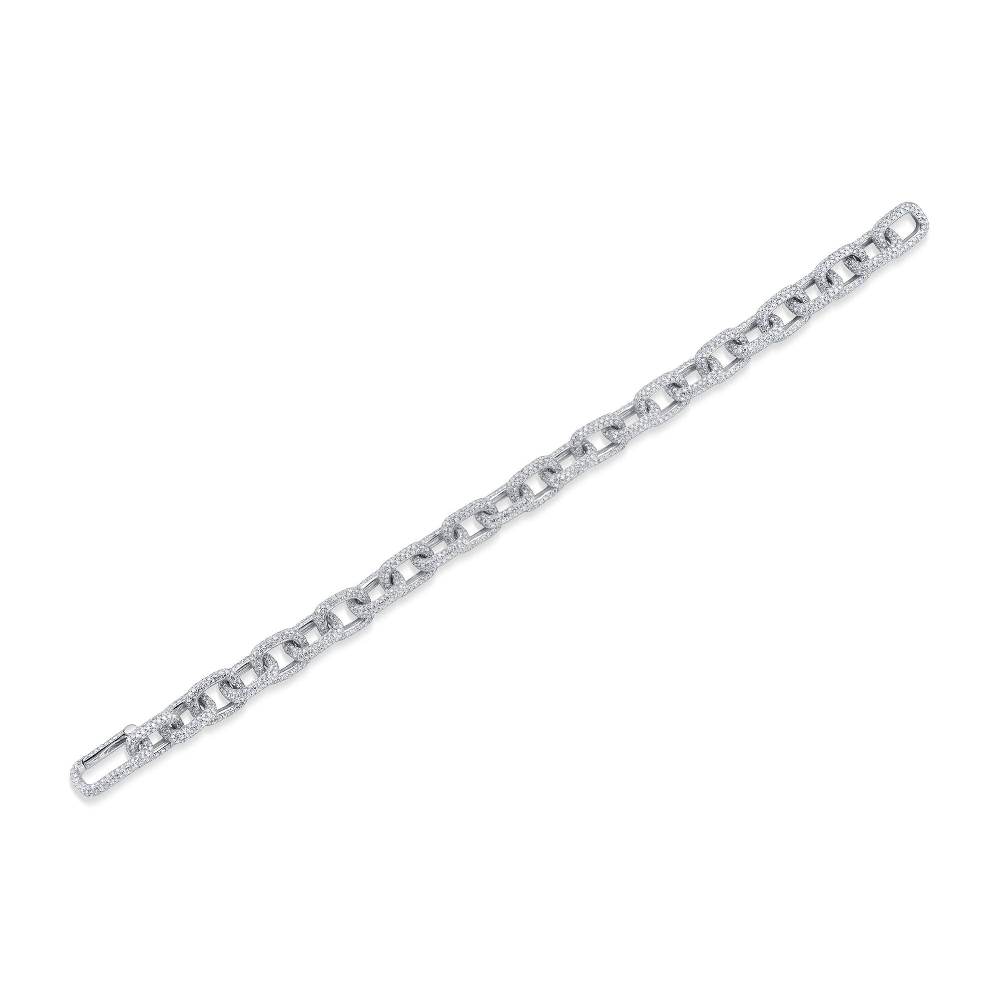 7.52CT 14K W/G DIAMOND PAVE PAPER CLIP LINK BRACELET
