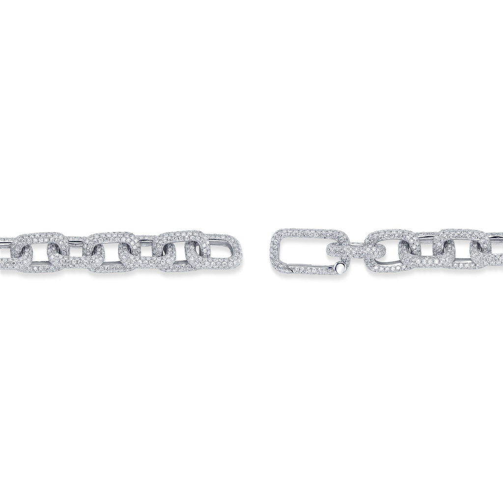 7.52CT 14K W/G DIAMOND PAVE PAPER CLIP LINK BRACELET
