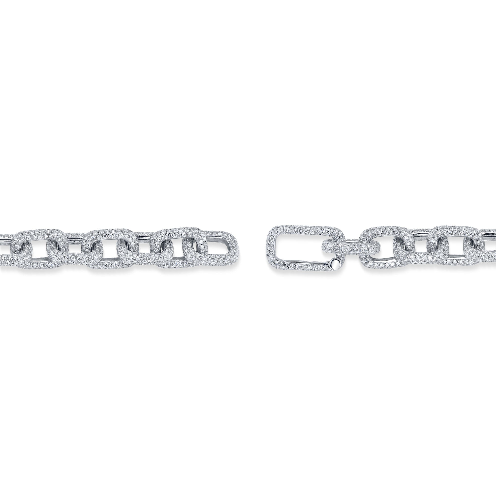 7.52CT 14K W/G DIAMOND PAVE PAPER CLIP LINK BRACELET