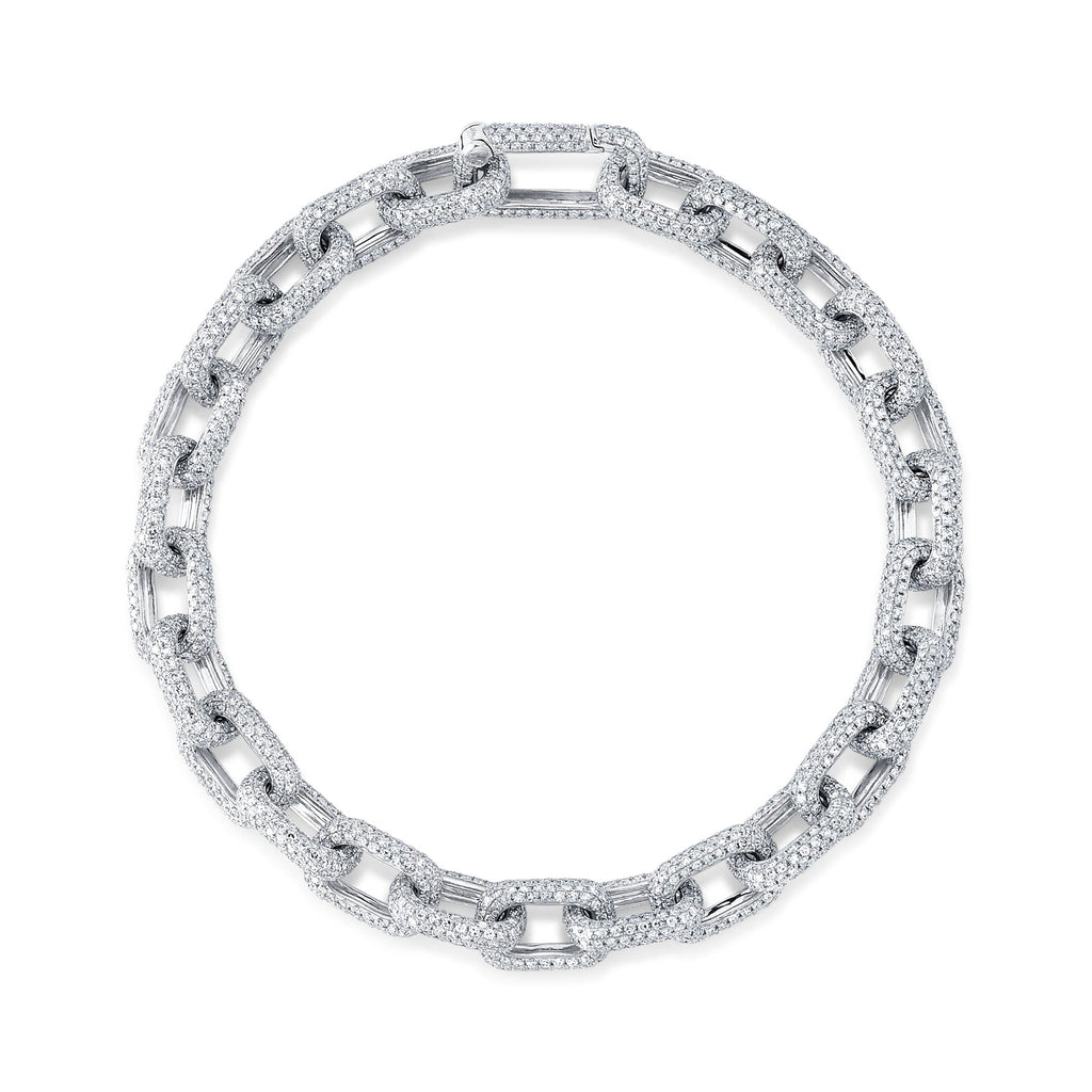 7.52CT 14K W/G DIAMOND PAVE PAPER CLIP LINK BRACELET