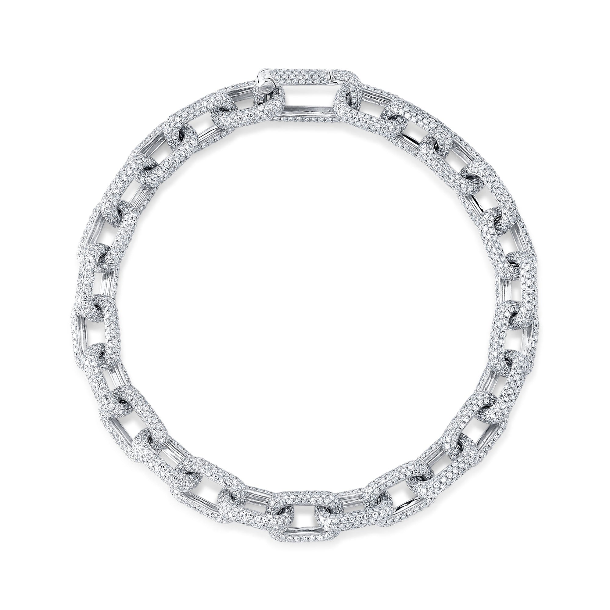 7.52CT 14K W/G DIAMOND PAVE PAPER CLIP LINK BRACELET