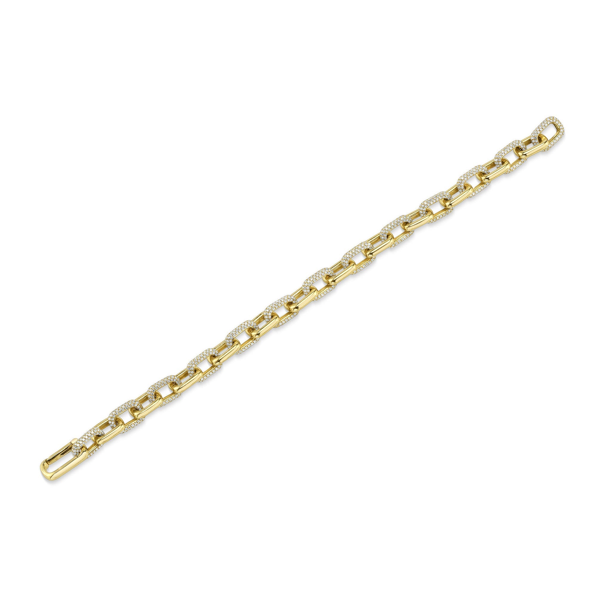 3.67CT 14K Y/G DIAMOND PAVE PAPER CLIP LINK BRACELET