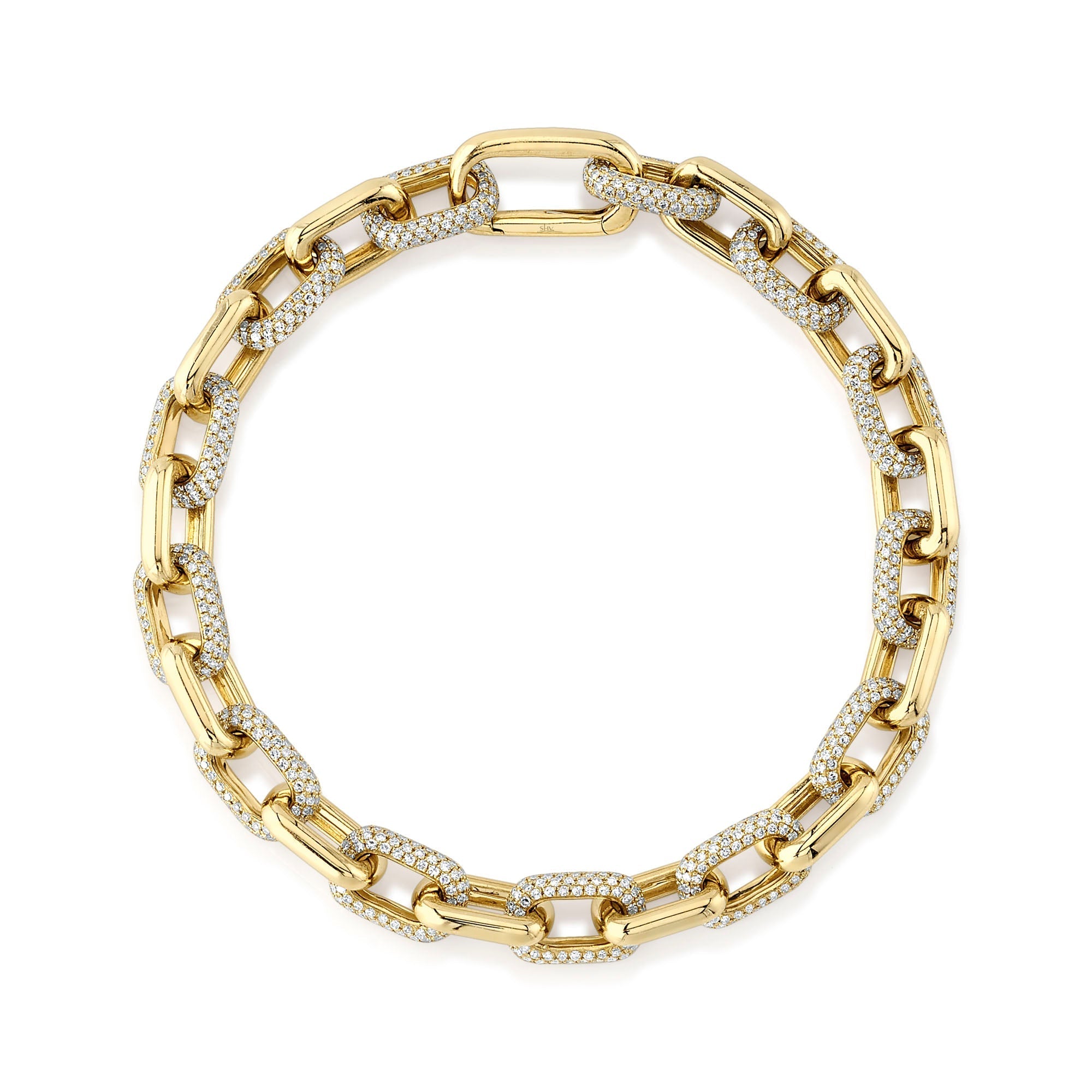 3.67CT 14K Y/G DIAMOND PAVE PAPER CLIP LINK BRACELET