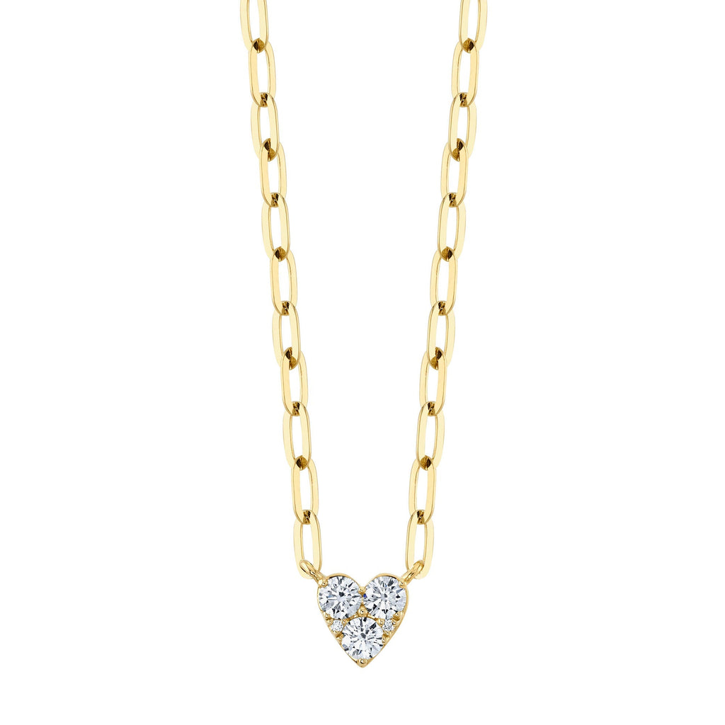 0.41CT 14K Y/G DIAMOND HEART PAPER CLIP LINK NECKLACE