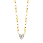 0.41CT 14K Y/G DIAMOND HEART PAPER CLIP LINK NECKLACE