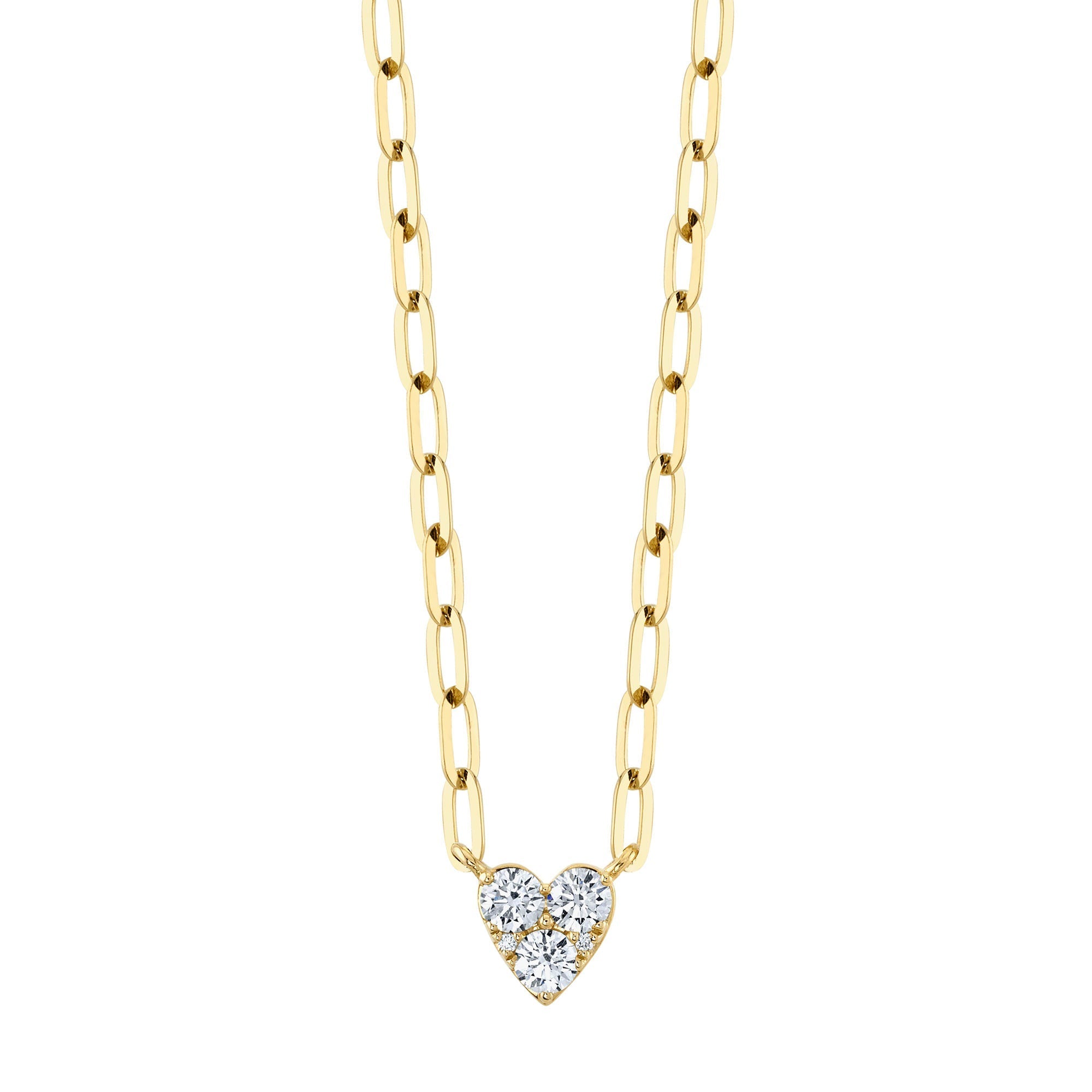 0.41CT 14K Y/G DIAMOND HEART PAPER CLIP LINK NECKLACE