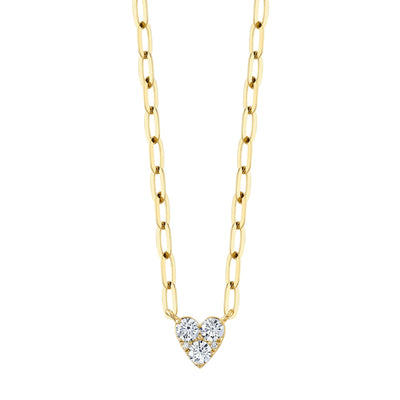 0.41CT 14K Y/G DIAMOND HEART PAPER CLIP LINK NECKLACE