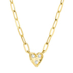 0.41CT 14K Y/G DIAMOND HEART PAPER CLIP LINK NECKLACE