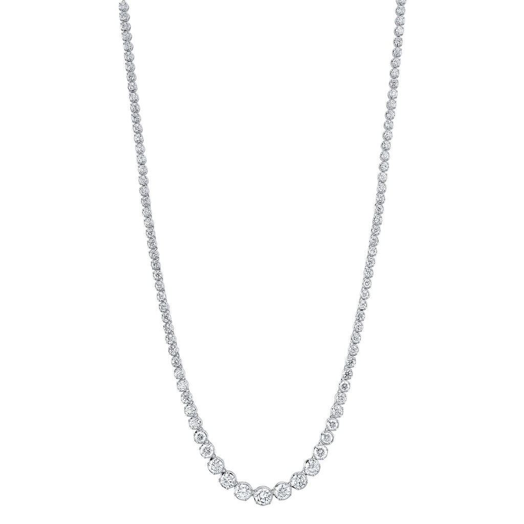 6.75CT 14K W/G DIAMOND CROWN SETTING TENNIS NECKLACE
