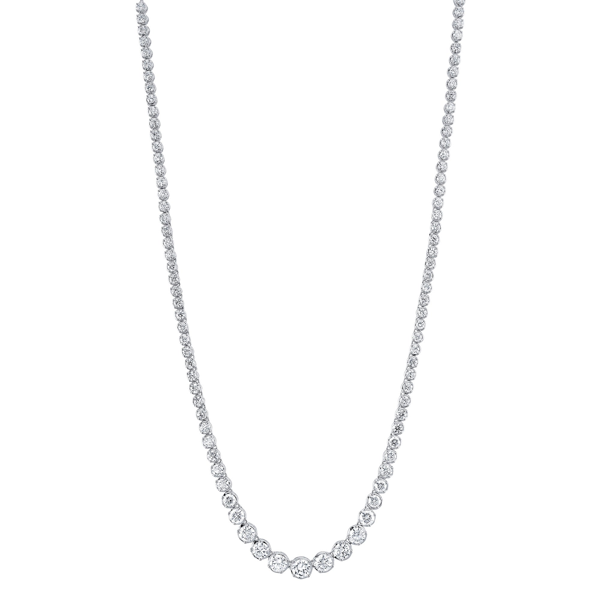 6.75CT 14K W/G DIAMOND CROWN SETTING TENNIS NECKLACE