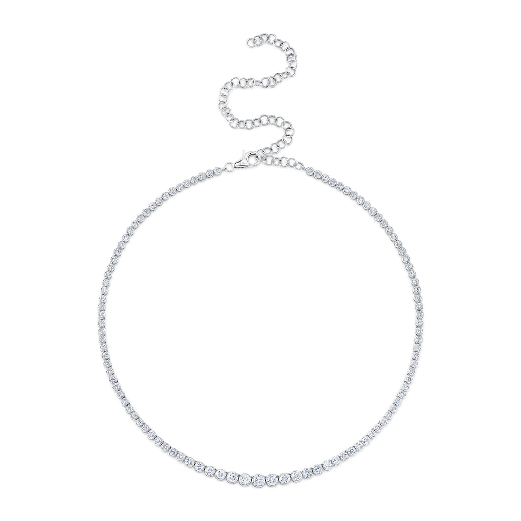 4.73CT 14K W/G DIAMOND CROWN SETTING TENNIS NECKLACE