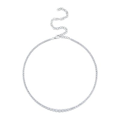 4.73CT 14K W/G DIAMOND CROWN SETTING TENNIS NECKLACE