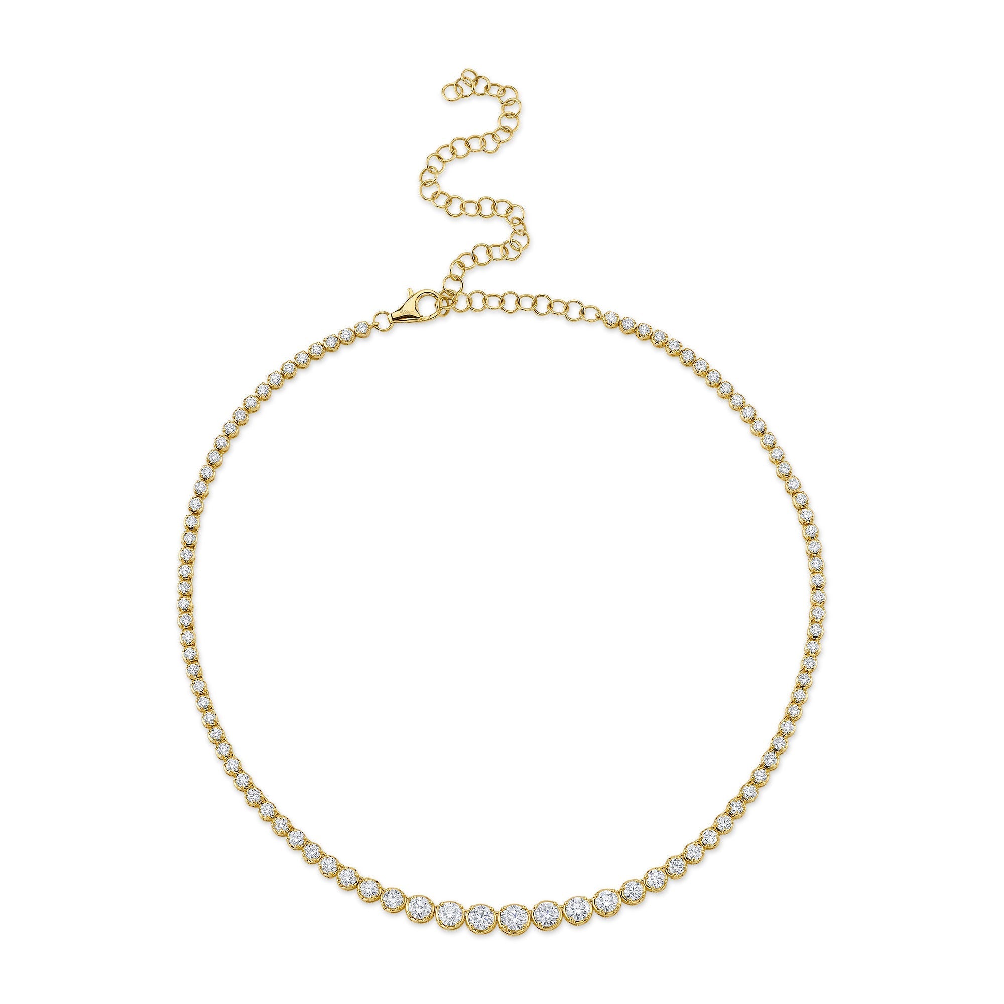 6.75CT 14K Y/G DIAMOND CROWN SETTING TENNIS NECKLACE