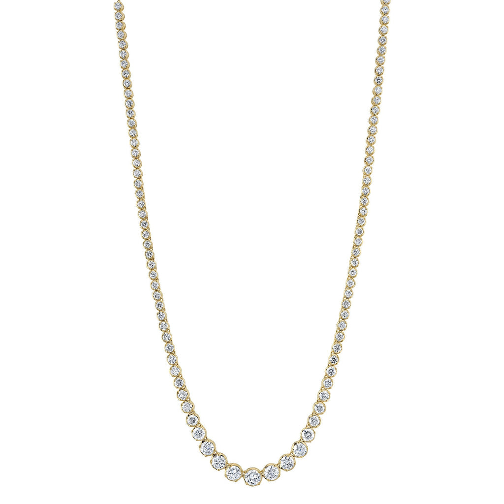 6.75CT 14K Y/G DIAMOND CROWN SETTING TENNIS NECKLACE