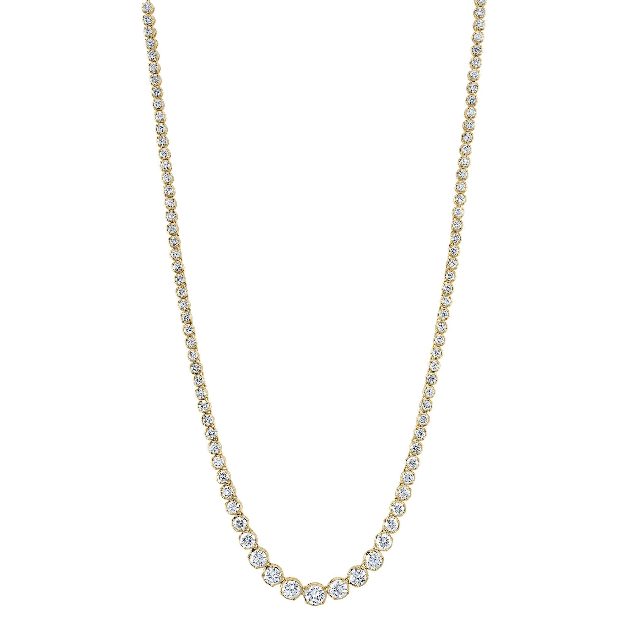 6.75CT 14K Y/G DIAMOND CROWN SETTING TENNIS NECKLACE