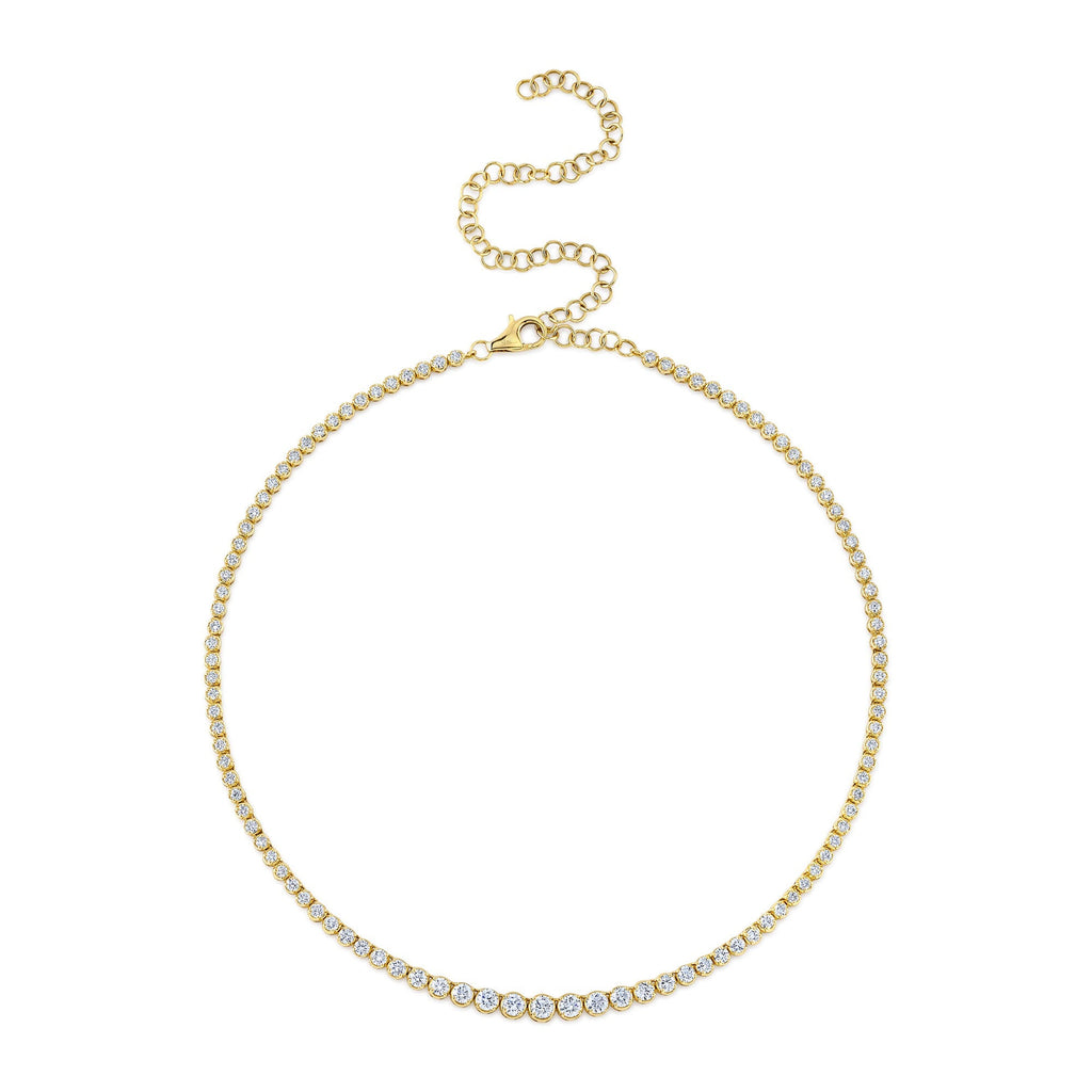 4.73CT 14K Y/G DIAMOND CROWN SETTING TENNIS NECKLACE