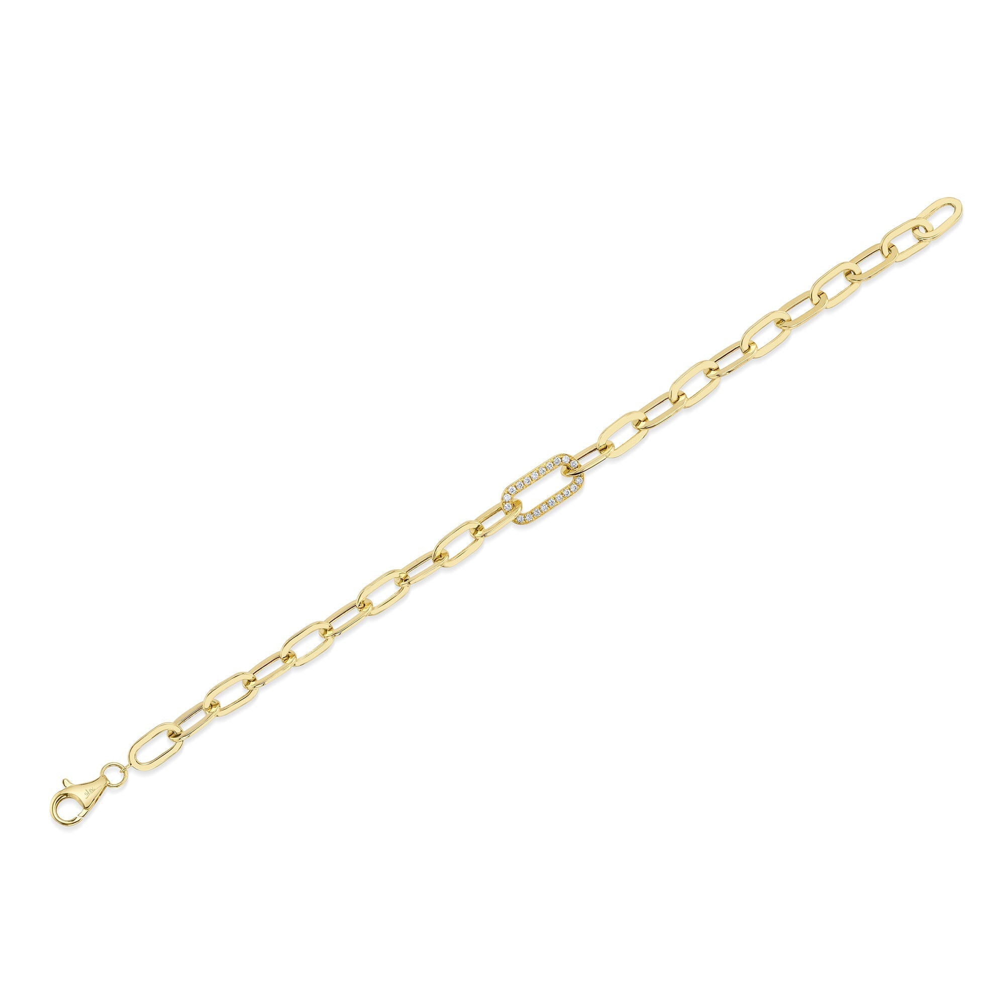 0.20CT 14K Y/G DIAMOND PAPER CLIP LINK BRACELET