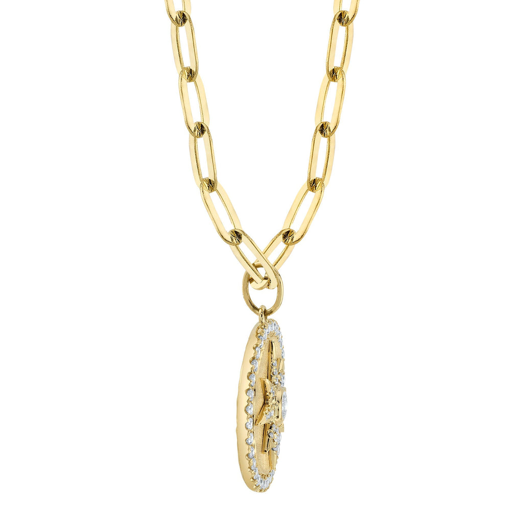 0.43CT 14K Y/G DIAMOND BEZEL STAR PAPER CLIP LINK NECKLACE