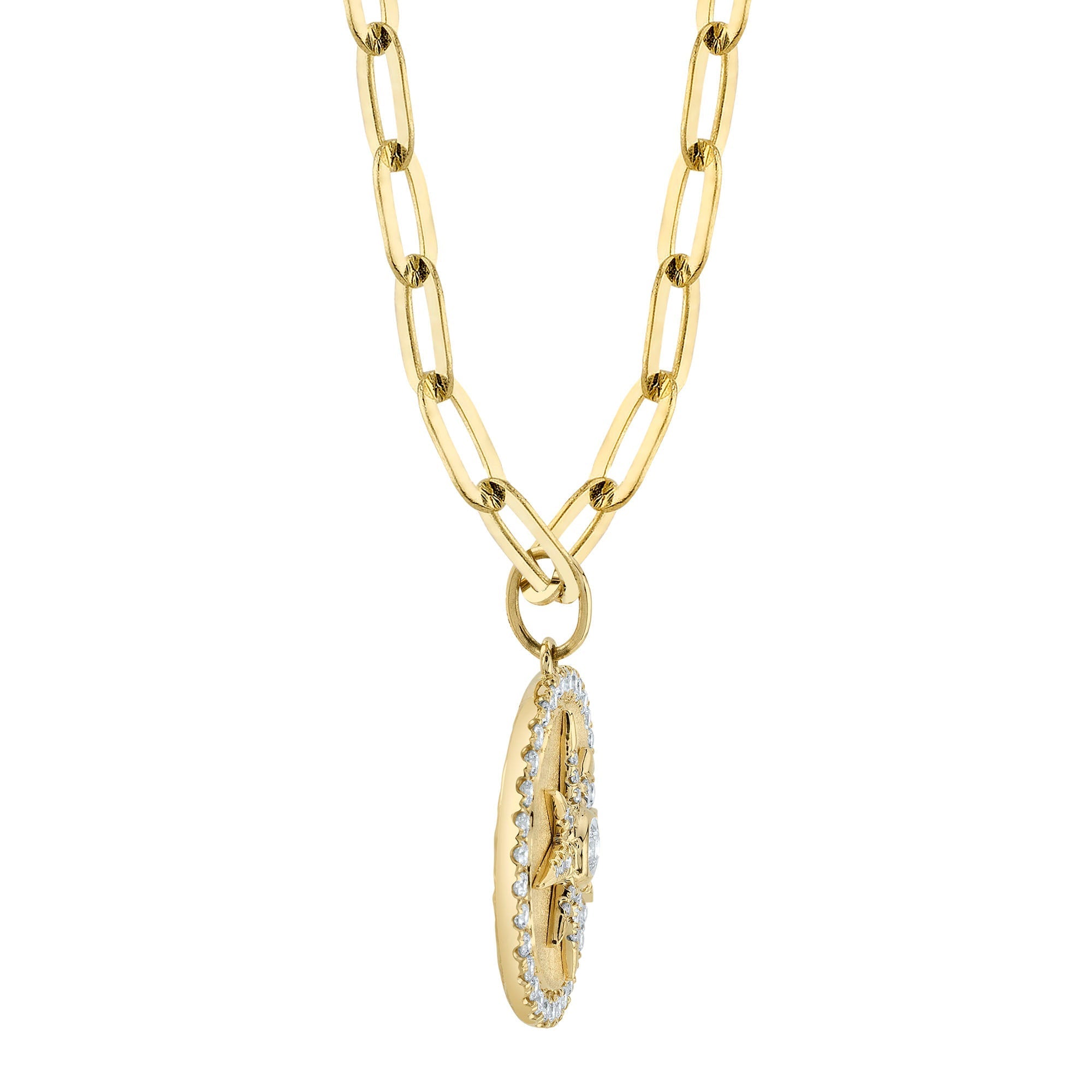0.43CT 14K Y/G DIAMOND BEZEL STAR PAPER CLIP LINK NECKLACE