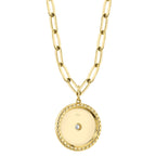 0.43CT 14K Y/G DIAMOND BEZEL STAR PAPER CLIP LINK NECKLACE