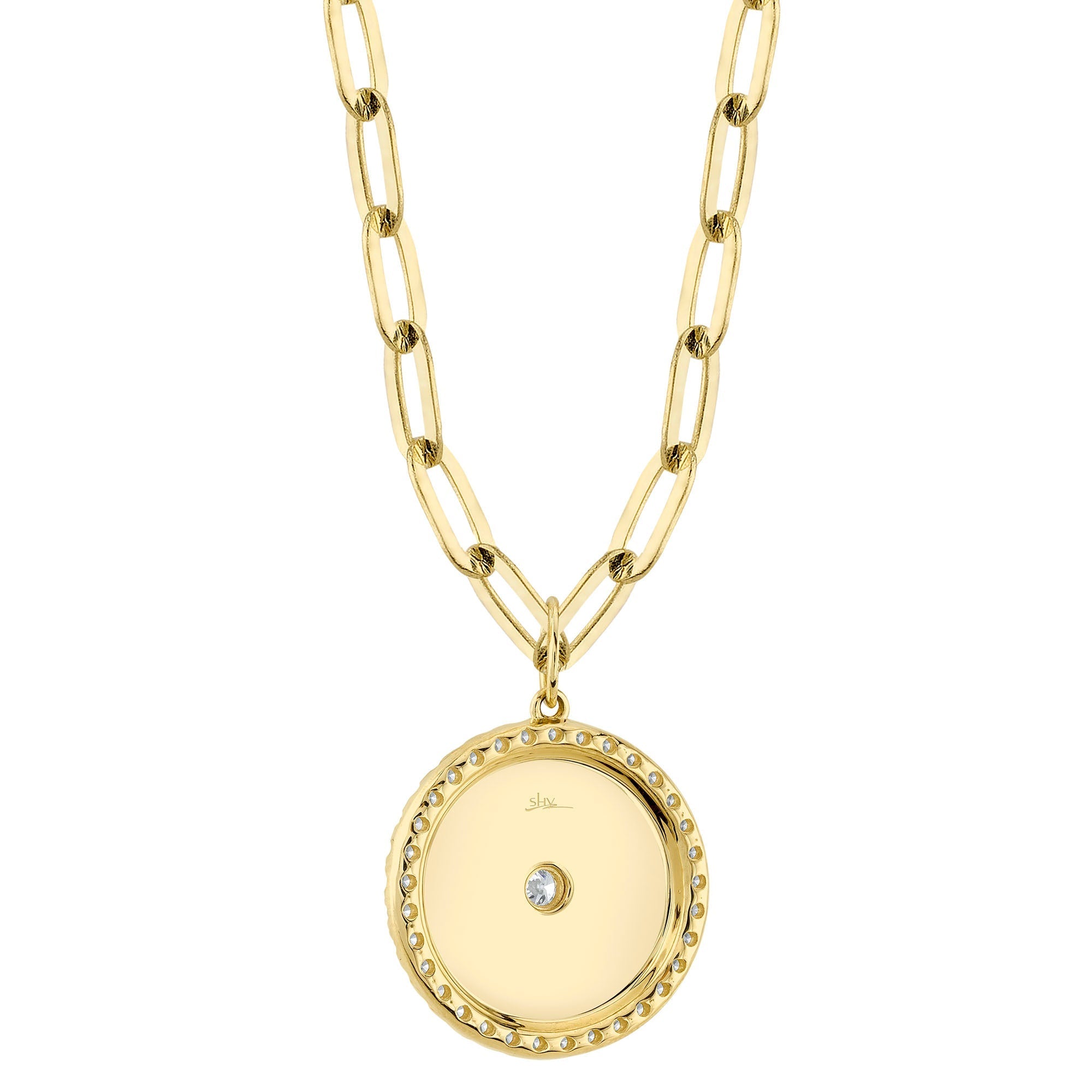 0.43CT 14K Y/G DIAMOND BEZEL STAR PAPER CLIP LINK NECKLACE