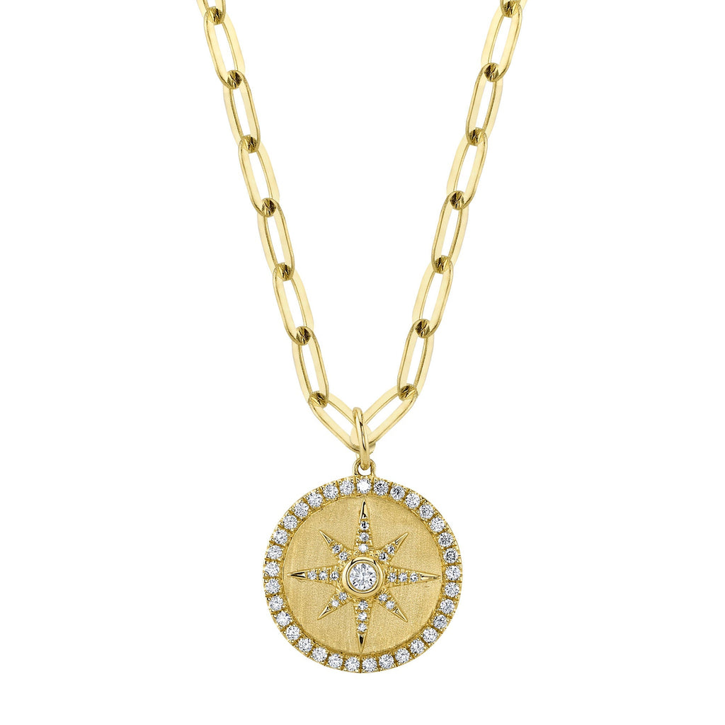 0.43CT 14K Y/G DIAMOND BEZEL STAR PAPER CLIP LINK NECKLACE