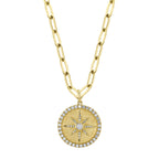 0.43CT 14K Y/G DIAMOND BEZEL STAR PAPER CLIP LINK NECKLACE