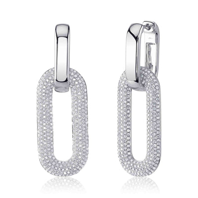 1.33CT 14K W/G DIAMOND PAVE OVAL EARRING
