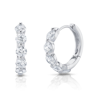 0.92CT 14K W/G DIAMOND HUGGIE EARRING