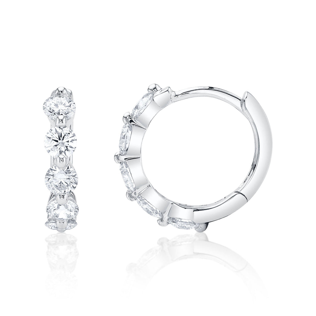 0.92CT 14K W/G DIAMOND HUGGIE EARRING