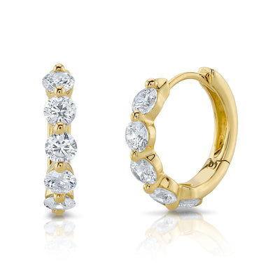 0.92CT 14K Y/G DIAMOND HUGGIE EARRING