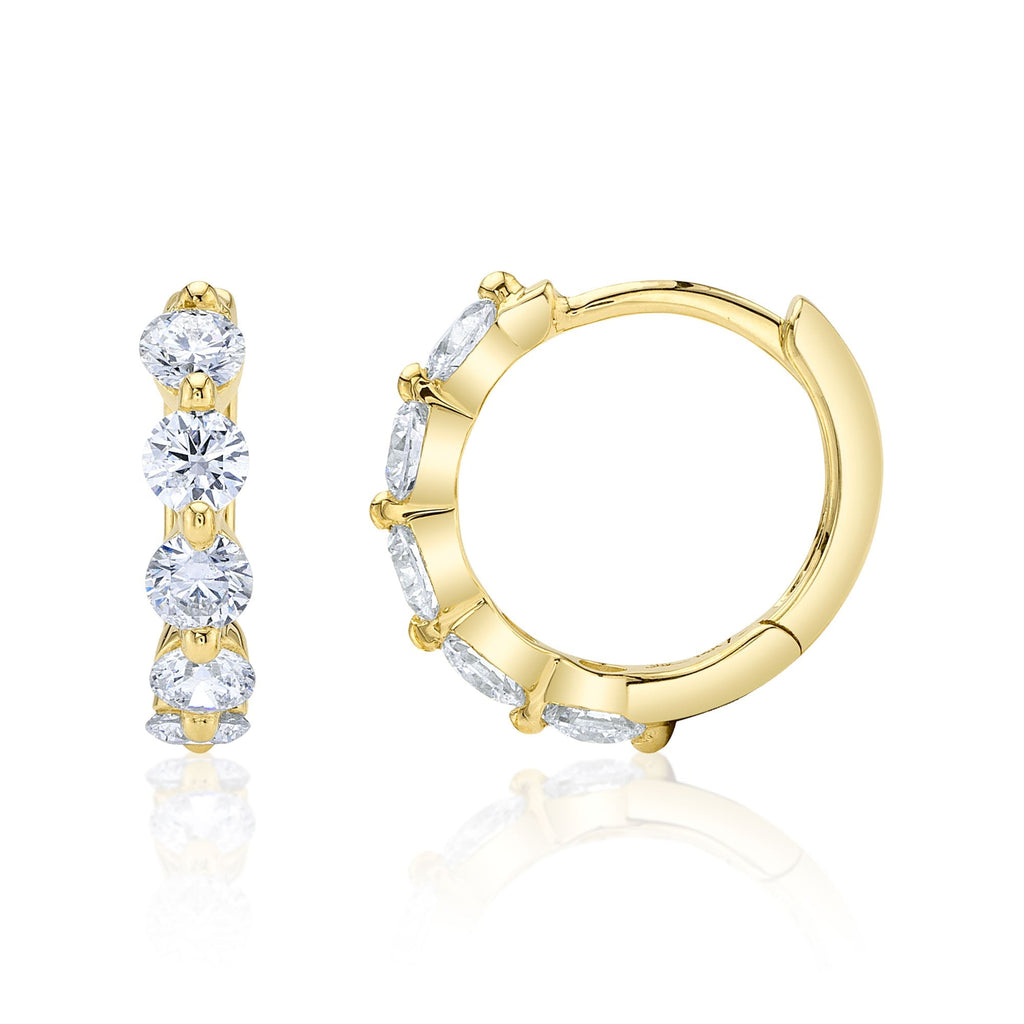 0.92CT 14K Y/G DIAMOND HUGGIE EARRING