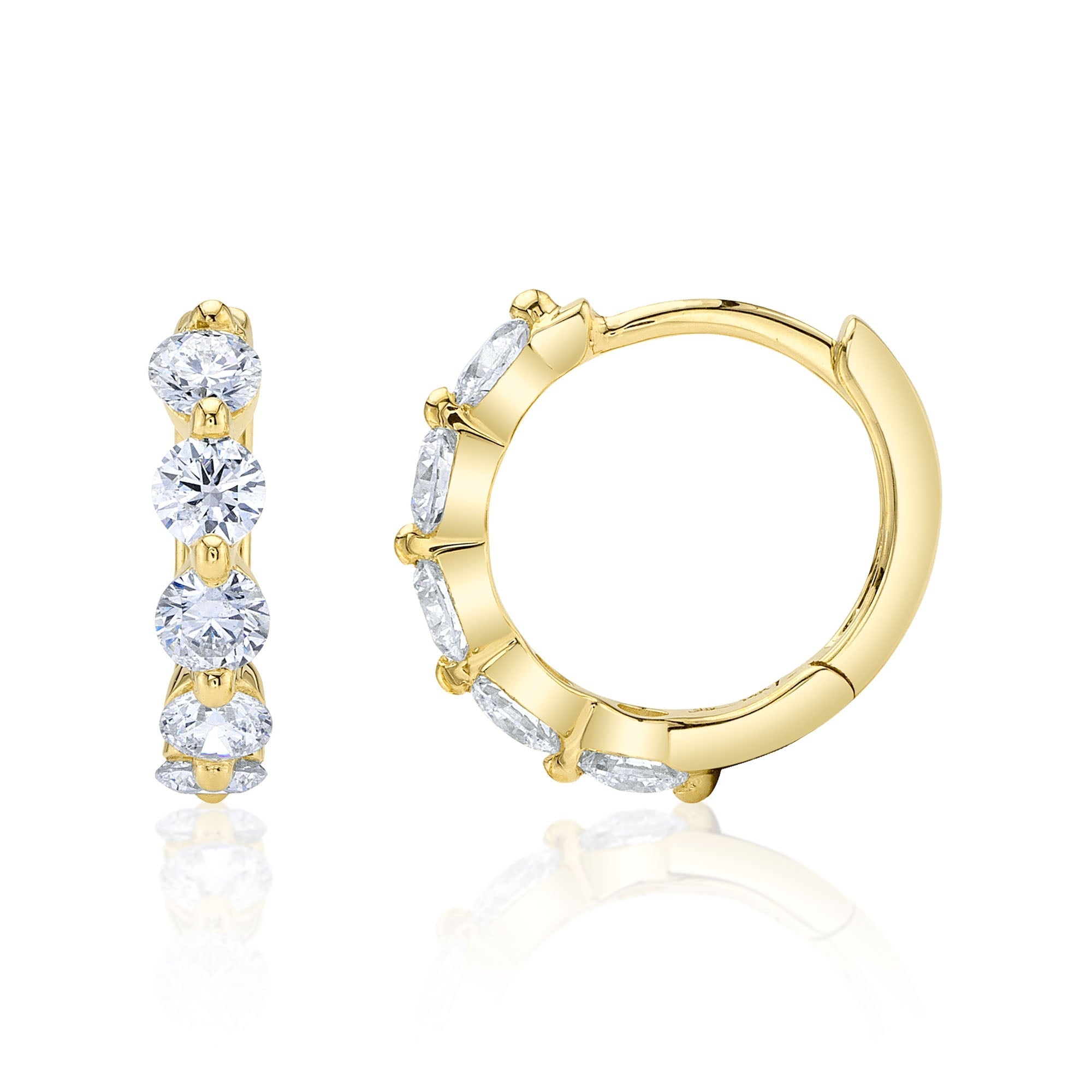 0.92CT 14K Y/G DIAMOND HUGGIE EARRING