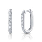 0.18CT 14K W/G DIAMOND OVAL HOOP EARRING
