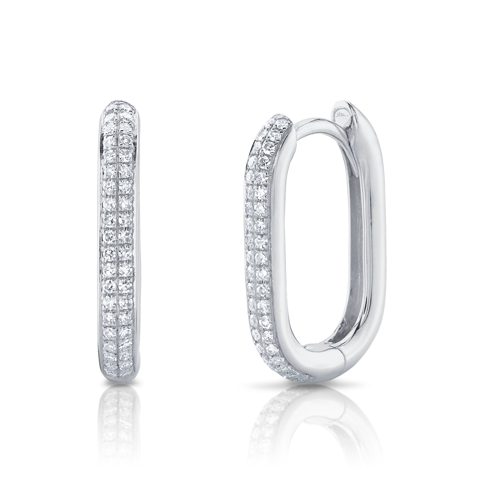 0.18CT 14K W/G DIAMOND OVAL HOOP EARRING